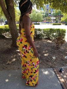 Floral mustard jumpsuit - a.o.allure