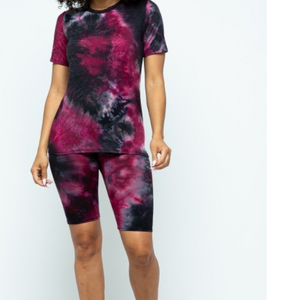 TIE DYE TOP AND BIKER SHORTS SET - a.o.allure