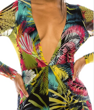 Load image into Gallery viewer, SEXY V NECK TROPICAL PRINTED SLIT MAXI DRESS - a.o.allure